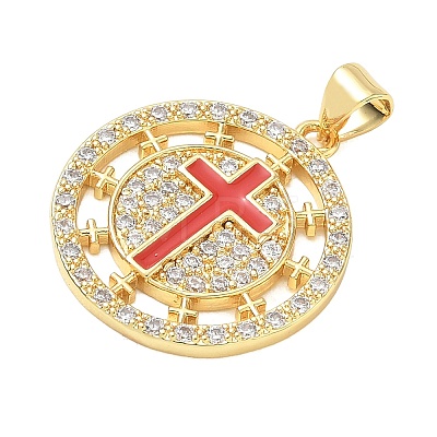 Religion Cross Brass Micro Pave Clear Cubic Zirconia Pendants CU-CBA83A6-03A-G-1
