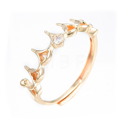 Brass Micro Clear Cubic Zirconia Adjustable Ring Settings KK-T062-238G-1