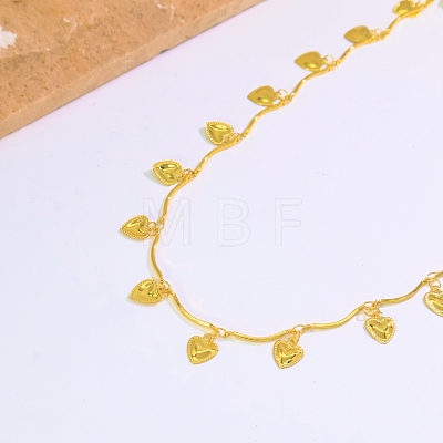 Brass Heart Fringe Wave Bar Link Chain Long Necklaces for Women XF0394-2-1