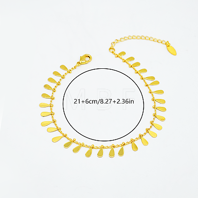 Adjustable Brass Teardrop Tassel Pendant Anklets for Beach MT3277-1
