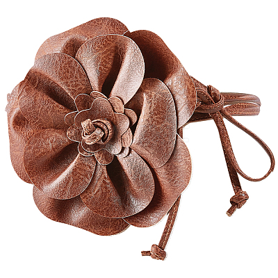 PU Leather Flower Knot Tie Waist Belts AJEW-GF0014-11A-1