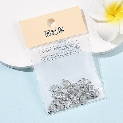 SHEGRACE Brass Pave Cubic Zirconia Square Connector Charms XGRQ2O292-440A-P-1