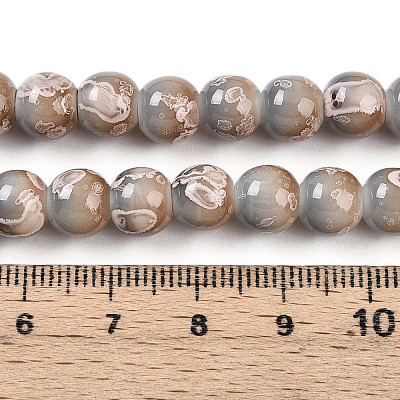 Baking Paint Glass Beads Strands DGLA-N008-8mm-08-1