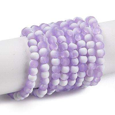 Frosted Crackle Glass Beads Strands GLAA-U001-4mm-M04-1