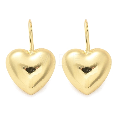 Heart Brass Dangle Earrings EJEW-B132-03G-1