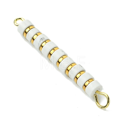 Natural Howlite & Electroplated Synthetic Non-magnetic Hematite Heishi Connector Charms PALLOY-JF03291-03-1