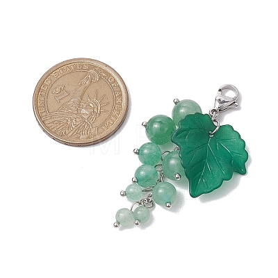 Grape Natural Green Aventurine Pendant Decorations HJEW-TA00266-03-1