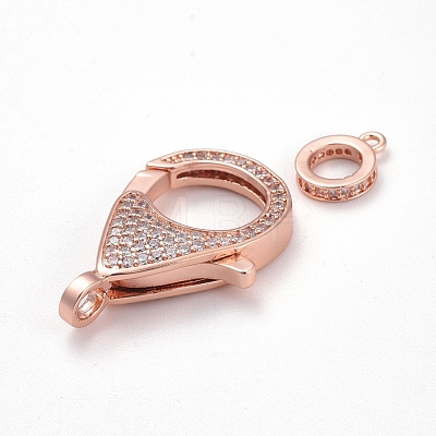 Brass Micro Pave Cubic Zirconia Lobster Claw Clasps ZIRC-F110-01B-RG-1