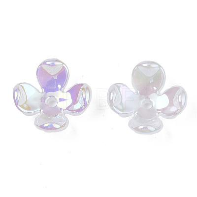 4-Petal Electroplate Acrylic Bead Caps PACR-T014-04-1