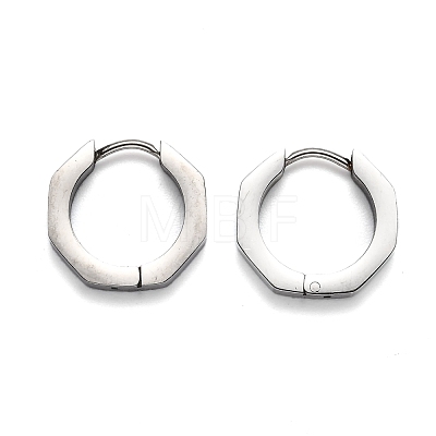 304 Stainless Steel Octagon Huggie Hoop Earrings STAS-H156-04A-P-1