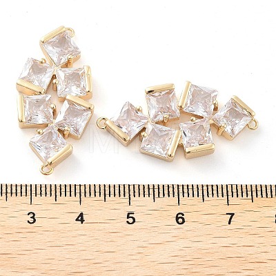 Brass Pave Clear Glass Connector Charms KK-Q811-03KCG-1