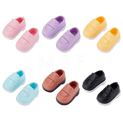 Olycraft 6 Pairs 6 Colors Plastic Doll Shoes AJEW-OC0004-40-1