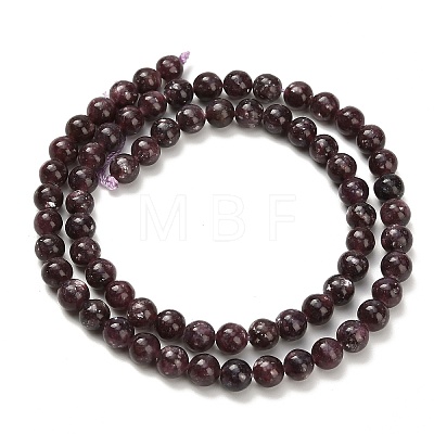 Natural Lepidolite/Purple Mica Stone Beads Strands G-H335-B03-6mm-A-1