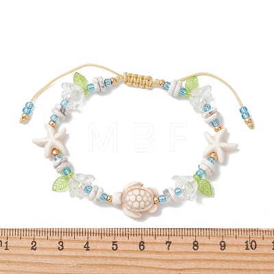 Synthetic Turquoise & Natural Howlite & Imitated Pearl Acrylic Beads Beaided Bead Bracelets BJEW-MZ00343-02-1