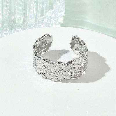 304 Stainless Steel Cuff Open Rings for Women RJEW-L341-02B-P-1