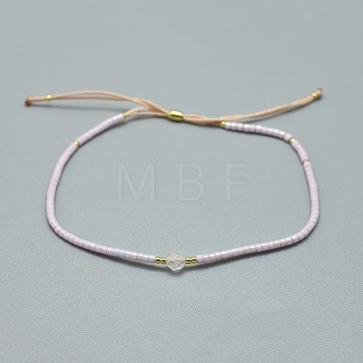 Adjustable Natural Rose Quartz Braided Bead Bracelets BJEW-F391-A01-1