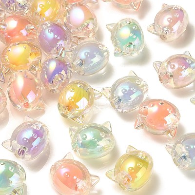 60Pcs 6 Colors UV Plating Rainbow Iridescent Acrylic Beads OACR-CJ0001-36-1