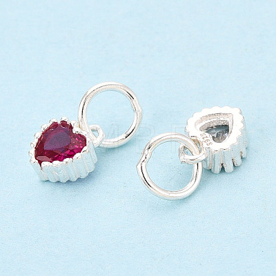 925 Sterling Silver Pave Cubic Zirconia Heart Charms STER-T009-17S-1
