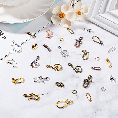 Tibetan Style Hook and Eye Clasps TIBE-PH0005-13-WH-1