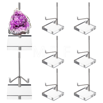 Iron Crystal Rock Display Easels with Square Clear Acrylic Base ODIS-WH0079-011P-1