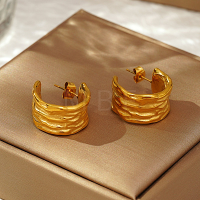 French Retro 304 Stainless Steel C-shaped Stud Earrings LS-VD7473-1