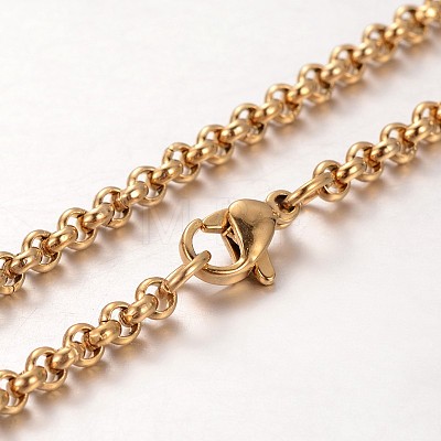 304 Stainless Steel Rolo Chain Necklaces NJEW-L136-07-1