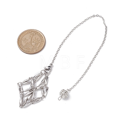 Stainless Steel Braided Chain Macrame Pouch Empty Stone Holder Dowsing Pendulums PALLOY-JF02738-03-1