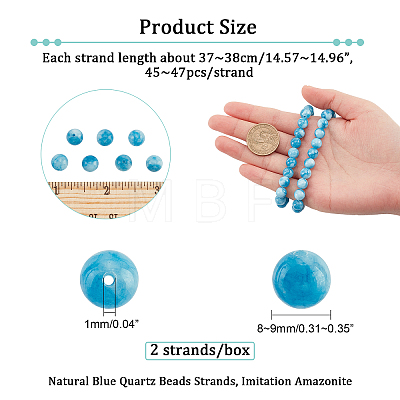  Natural Blue Quartz Beads Strands G-NB0003-70-1