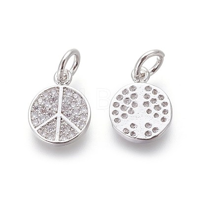 Brass Micro Pave Cubic Zirconia Charms ZIRC-J021-02P-RS-1