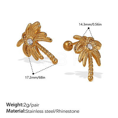 304 Stainless Steel Rhinestone Stud Earrings WGEEE18-01-1