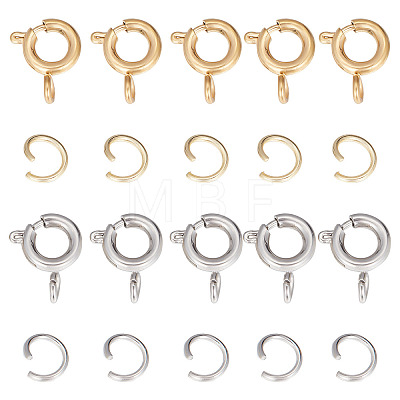 20Pcs 2 Clolors 304 Stainless Steel Smooth Surface Spring Ring Clasps STAS-SC0004-42-1