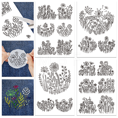 4 Sheets 11.6x8.2 Inch Stick and Stitch Embroidery Patterns DIY-WH0455-073-1