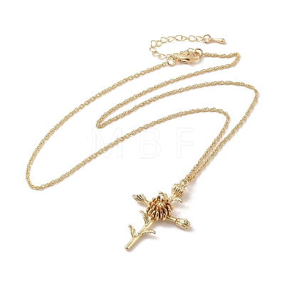 304 Stainless Steel Cross with Flower Pendant Necklaces for Women NJEW-A020-03K-G-1