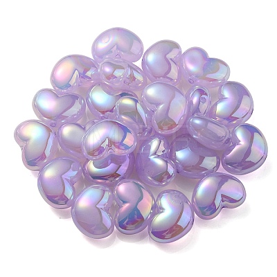 UV Plating Rainbow Iridescent Imitation Jelly Acrylic Beads OACR-C007-08A-1