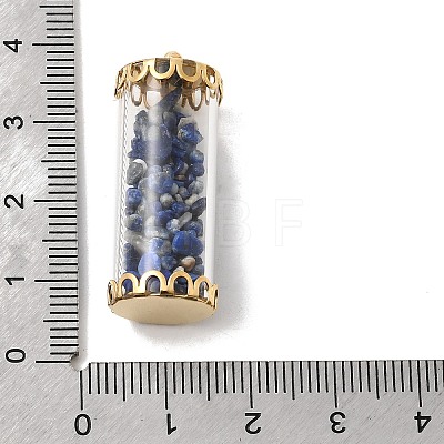 Glass Tube with Natural Lapis Lazuli Chip Beads Inside Pendants LS-FIND-B054-01G-01-1