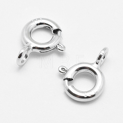 Rhodium Plated 925 Sterling Silver Spring Ring Clasps STER-K167-076A-P-1