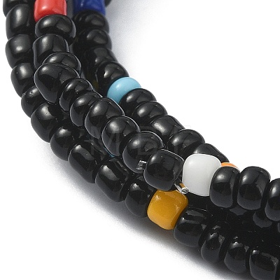 Glass Seed Beaded Multi Loops Warp Bracelets BJEW-TA00339-02-1