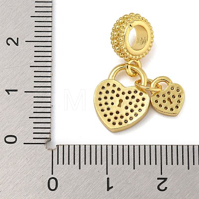 Rack Plating Brass Micro Pave Clear Cubic Zirconia European Dangle Charms KK-I718-21B-G-1