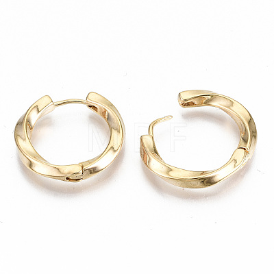 Brass Huggie Hoop Earrings KK-T062-45G-NF-1