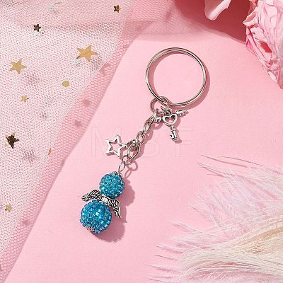 Alloy with Glass Seed Beads Keychain KEYC-MZ00010-02-1