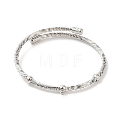 Tarnish Resistant 304 Stainless Steel Twisted Bangle Makings BJEW-L682-031P-1