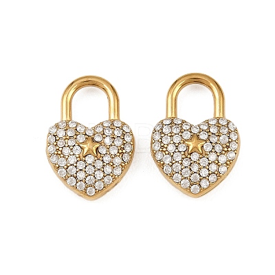 304 Stainless Steel Micro Pave Cubic Zirconia Pendants STAS-A132-05B-G-1