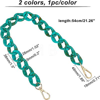 2 Pcs 2 Colors Acrylic Curb Chain Bag Tape FIND-CA0001-73-1