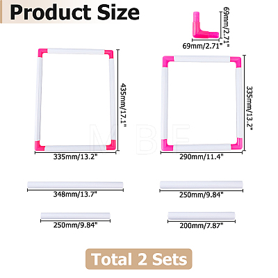 2Pcs 2 Styles Rectangle Plastic Embroidery Hoops TOOL-HS0001-01B-1