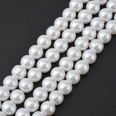 White Glass Pearl Round Loose Beads For Jewelry Necklace Craft Making X-HY-10D-B01-1
