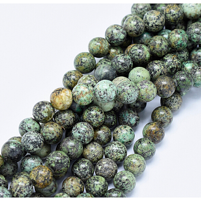 Natural African Turquoise(Jasper) Round Beads Strands G-D665-8mm-1
