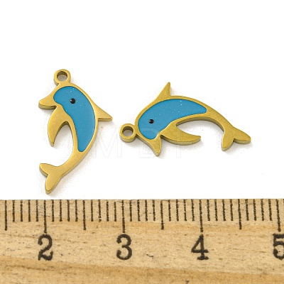 316 Surgical Stainless Steel Enamel Pendants STAS-M073-22G-1