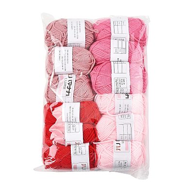 12 Skeins 4 Colors 4-Ply 60%Polyester 40%Acrylic Blended Yarn OCOR-FS0001-07A-1