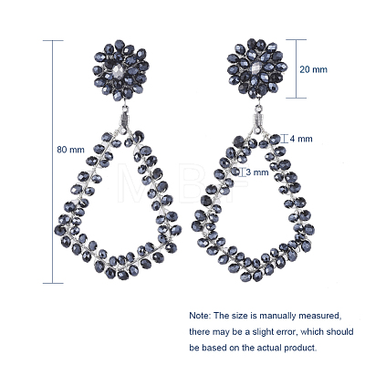 Electroplate Glass Faceted Beads Ear Studs EJEW-JE03815-1