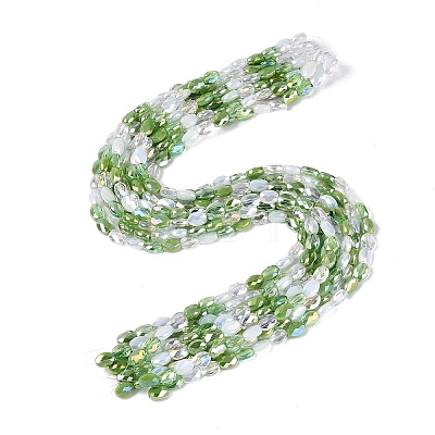 Electroplate Imitation Jade & Opaque & Transparent Glass Beads Strands EGLA-Q135-6x8MM-01E-1